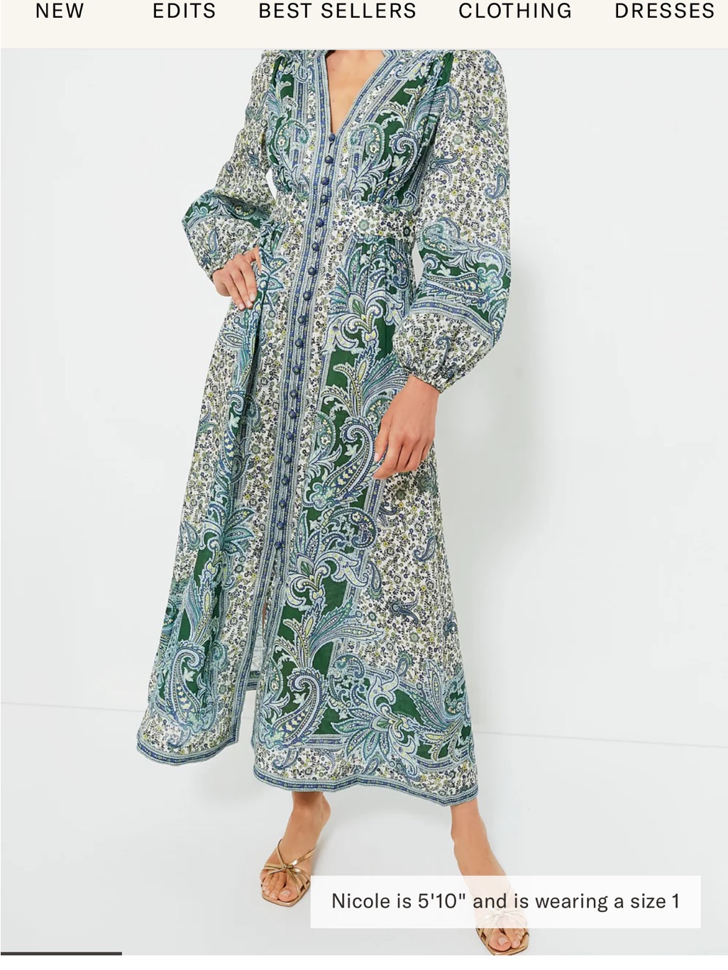 Nwt Zimmerman Green Paisley Ottie Plunge Midi Dress. Zimmerman Size 4